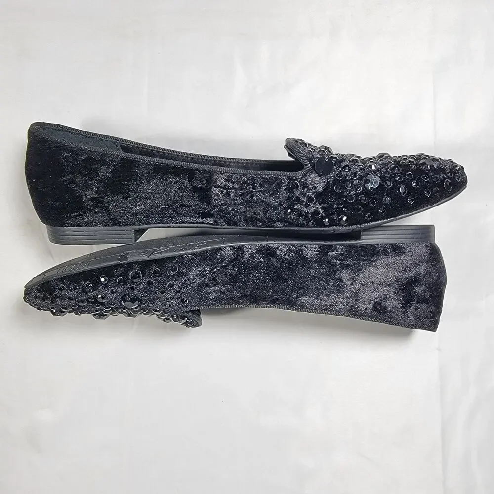 Kathy Van Zeeland NEW Rayna Jewel Embellished Leather Womens 7.5 Ballet Flats